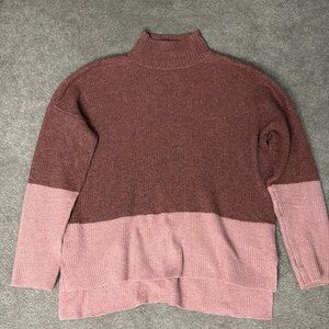 Olive & Oak Pink and Brown Turtleneck Sweater